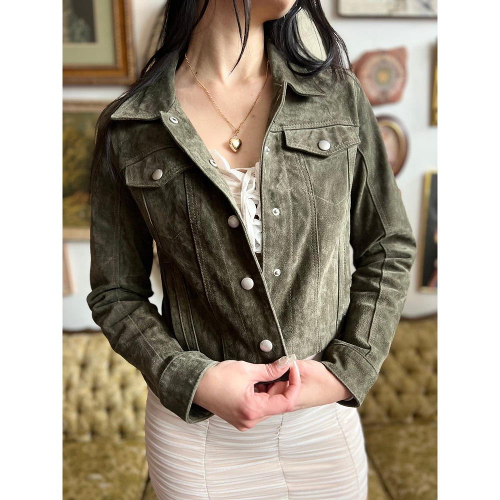 Blank NYC Olive Green Suede Moto Jacket Size Small